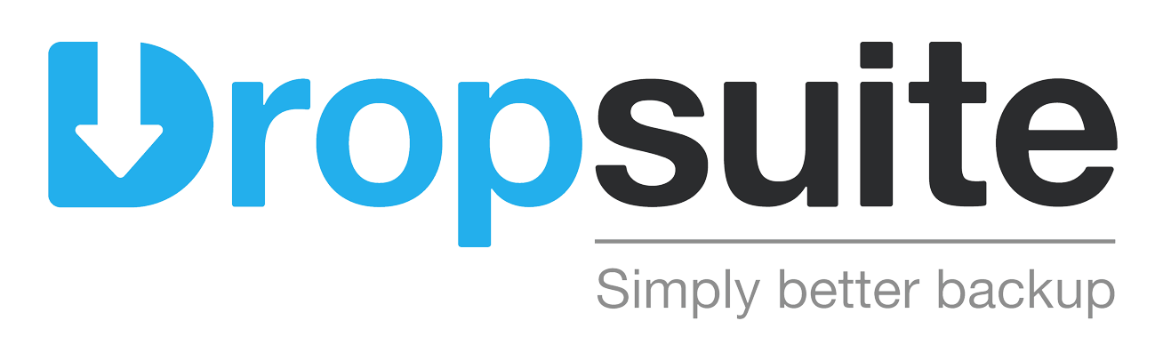 Dropsuite Logo with blue and black color with Simply Better Backup tag line.