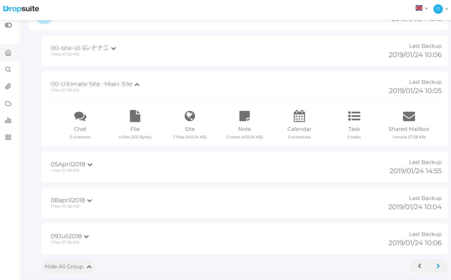 Dropsuite Dashboard